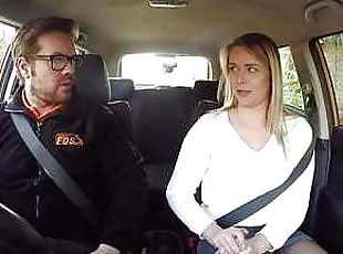 Real babe fucking teacher in car before guy cums