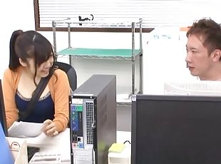 Japanese office babe gets intimate with one of the co-workers