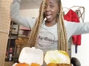 ASMR/ Patois: Alliyah Alecia Munching, Eats Jamaican Macaroni and Cheese - Mukbang Eating Show!!!!