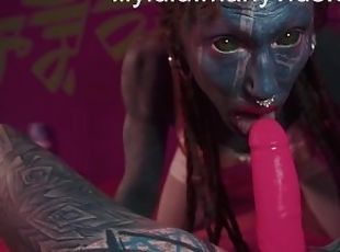 alien trans lily lulu get fucked by anuskatzz - heavy tattooed couple