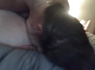 horny teen likes eating and fingering hubbys ass before she pounds it