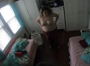 Two hidden cameras catch me undressing and masturbating Voyeur 4K