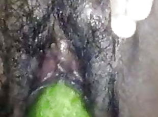 cucumber insert in pussy