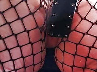 fishnet, ass shaking, spanked, paddle