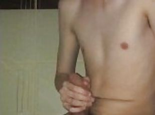 skinny boy with a big cock pleasures himself