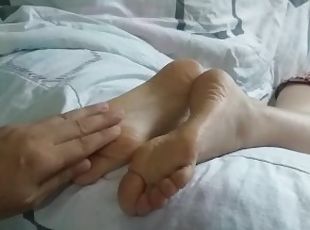 HOT cumshot on my FEET covers my SOLES with CUM while he jerks off