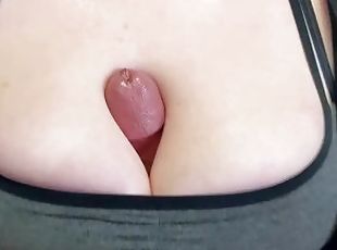 POV Clothed Titty Fuck in Sports Bra And Cum on Wife's Big Soft Titties