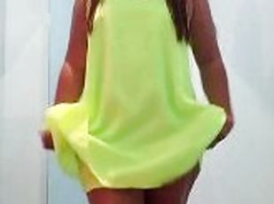 You like my green dress on or off?