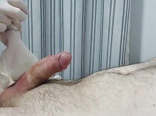 Testing new product. I drove him crazy in that handjob. Very strong cumshot.
