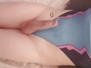 CUTE FEMBOY D.VA FUCKS HIS TIGHT ASS AND CUMS EVERYWHERE