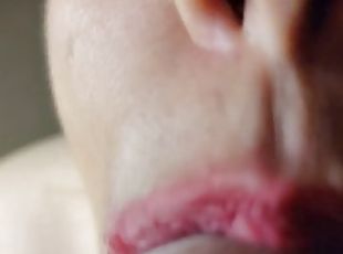 POV Horny Step Mom Sucking Cock Closeup, Slow motion Sensual blowjob