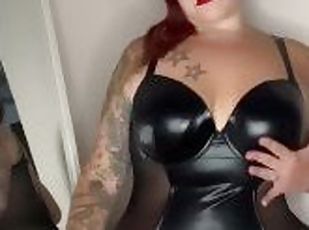BBW stepmom MILF 420 joint smoking fetish in crotchless leather lingerie your POV