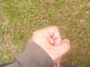 Public outdoor jerkin my 9 inch Dick and cum