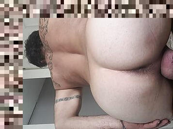 papá, amateur, anal, juguete, gay, consolador, a-solas, papi