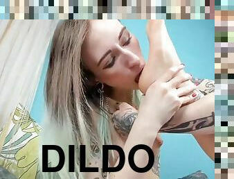 anal, adolescente, pés, loira, dildo, sozinho