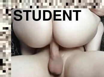 sex before bedtime, student with a big ass jumps on top