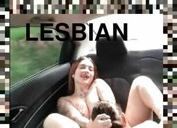 umum, sayang, lesbian-lesbian, latina, mobil, bersetubuh, berambut-cokelat, cambuk