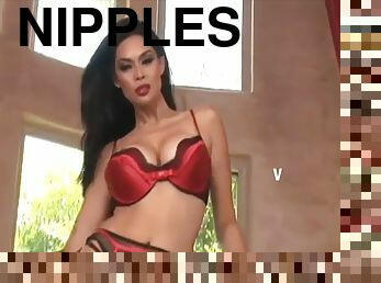 Horny Tera Patrick shows her perky nipples and rubs her wet pussy