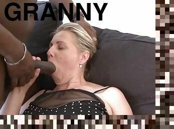 Granny Nicole with big natural tits banged by big black cock and facial bbc