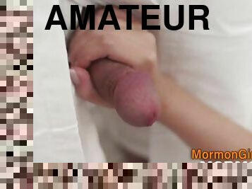 Amateur mormon sucks cock