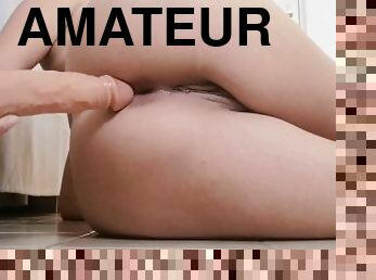 giclée, amateur, anal, ados, française, solo, brunette, petits-seins