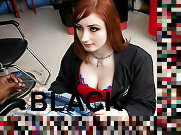 Pretty Redhead Opens Up The Black Package