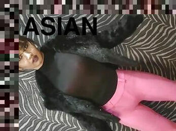 asiatisk, røv, transvestit, amatør, transvestit-tranny, kompilering, fødder