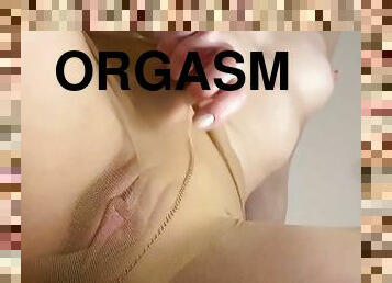 masturbation, orgasm, strumpbyxor, fitta-pussy, strumpor, sprut, kåt, ensam, vått