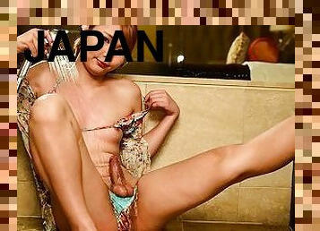 asiático, bañando, masturbación, transexual, japonés, pelirroja, mona, guapa, ducha, a-solas