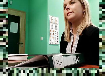 Blonde Sales Rep Fucks Doctor To Get Order