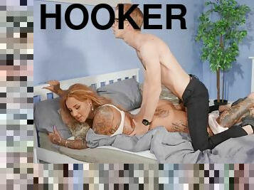 rousse, petite-amie, incroyable, hooker, tatouage, bite