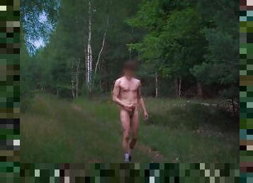 masturbation, en-plein-air, public, amateur, gay, solo, forêt, exhibitionniste, minet