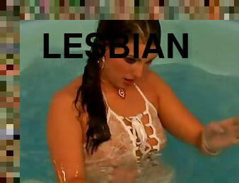 lésbicas, mulher-madura, piscina
