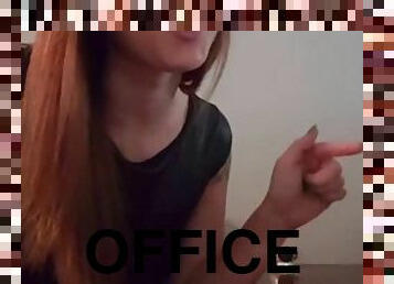 Woman masturbates in her office and ejaculates on her desk