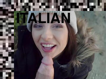Rebecca Volpetti Italian Cutie Rides Male Pole Outdoor