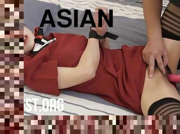 Libidinous asian Flight Attendant crazy porn clip