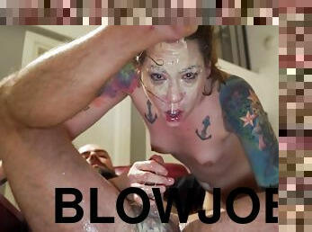 blowjob, cumshot, deepthroat, kveling, misbrukt, røff, suging