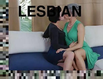 Sexy lesbians enjoyed licking each pussies on the couch