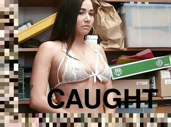 Lingerie stealing stripper caught and fucked by security