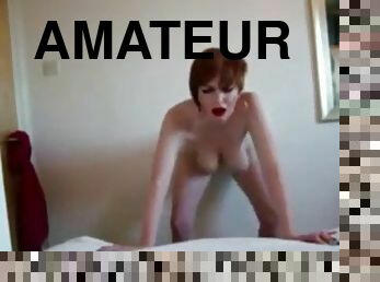 amateur, rousse, gode