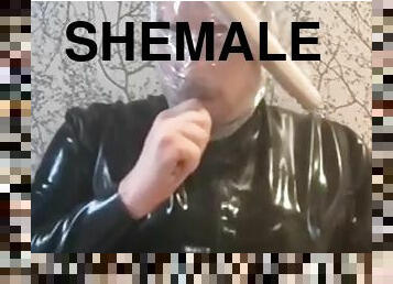 shemale, amatérske, bdsm, vibrátor, fetišistické, latex, sólo