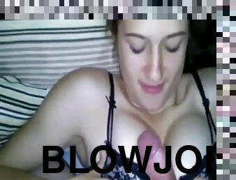 Homemade brunette teen big tits cock blowjob cumshot