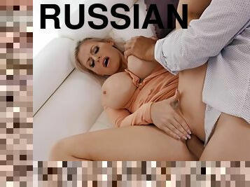 Horny Russian MILF gets fucked hard in the living room