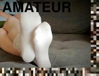 amateur, pieds, fétiche, solo, flexible, orteils