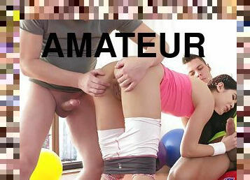 sport, amateur, fellation, ados, coquine, cow-girl, salle-de-gym, fessée, séance-dentraînement