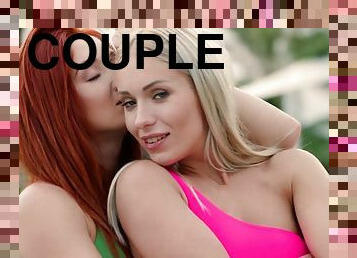 Charming Angelika Grays and her ginger bestie 3some enthralling xxx clip