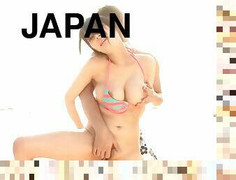 asiatique, gros-nichons, fellation, hardcore, japonais, plage, bikini