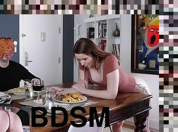 brinquedo, bdsm, loira, máquinas, rabo, falando