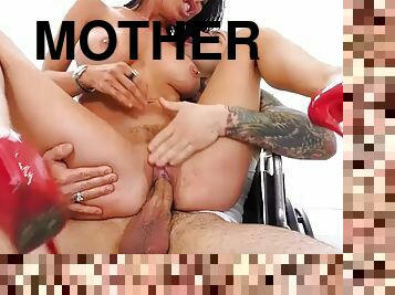 Prostitute mother enjoy tits fuck by stepson