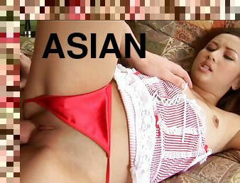 asiatique, ejaculation-sur-le-corps, énorme-bite, interracial, double, sur-le-visage, brunette, pénétrante